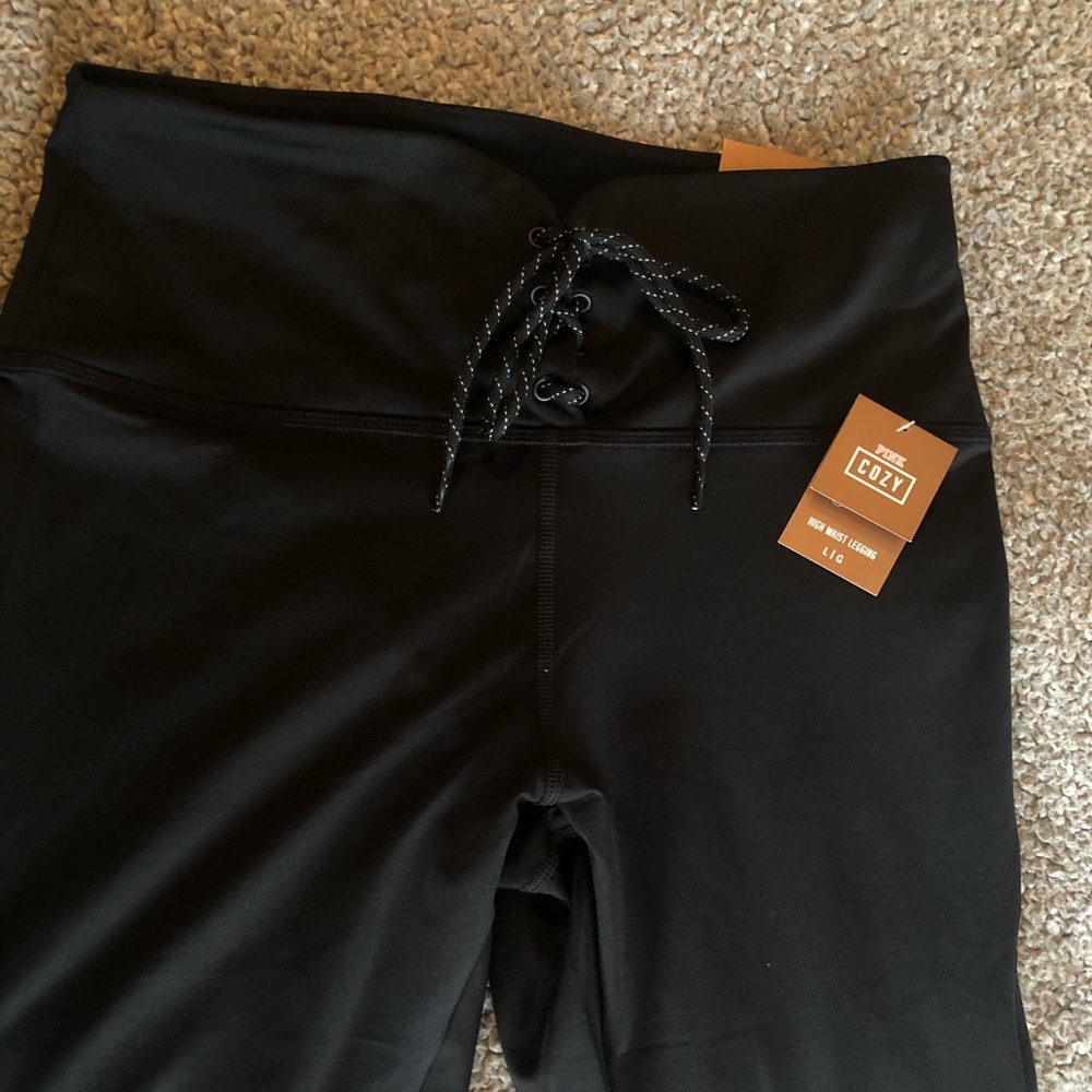 HIGH WAIST FLEECE LINED LACE-UP LEGGING